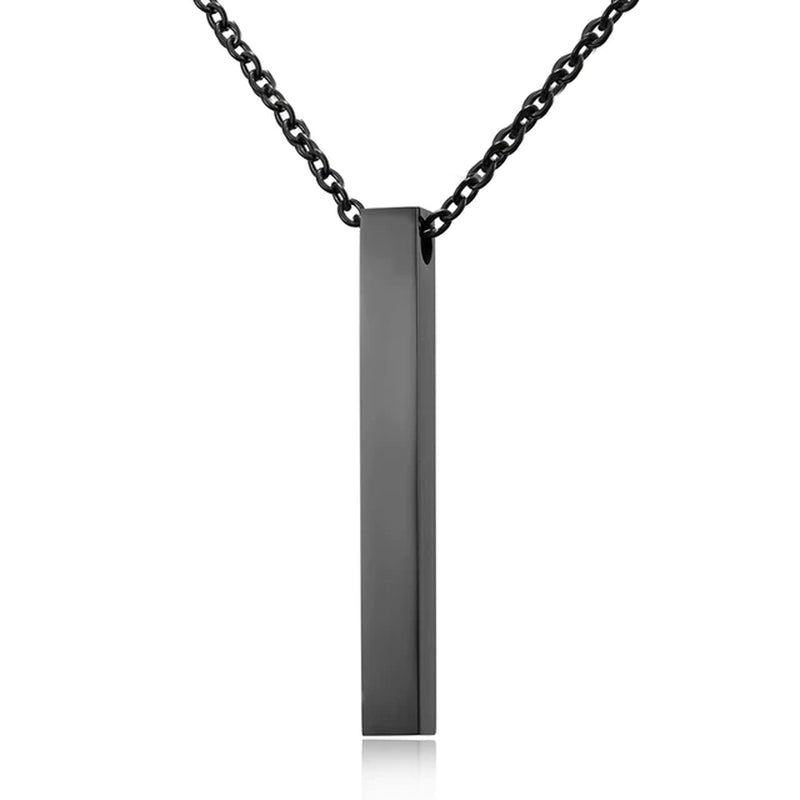 Quad-Side Engraved Steel Necklace